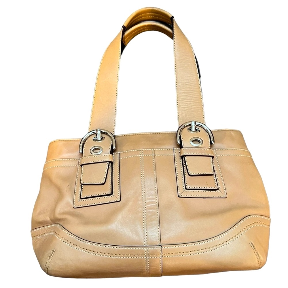 Vintage Coach SoHo Tan Leather Satchel Handbag